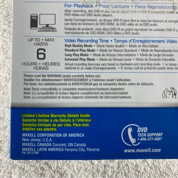 Vintage Maxell DVD-R Write Once Single Sided 4.7GB 120 Min 5 Pack Blank Discs - Picture 5 of 10